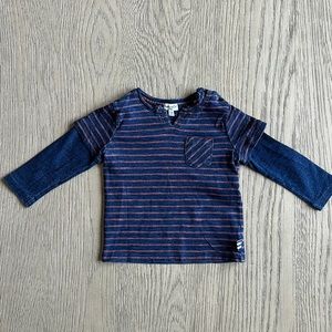 SPLENDID KIDS STRIPED DENIM LOOK LONG SLEEVE TEE SHIRT